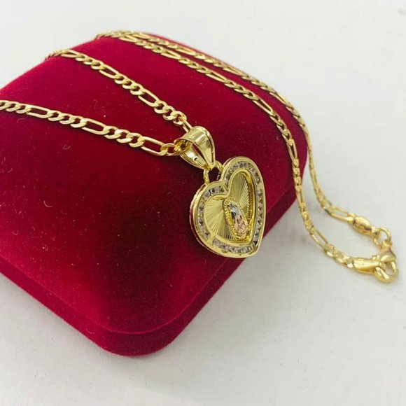 Cadena Tres Oros de la Guadalupe para Mujer 20" Virgen de Guadalupe Necklace GF - Picture 5 of 10